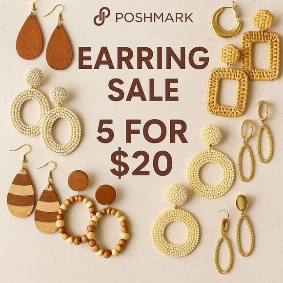 Elegant Gold and Cream Earrings Set - Picture 1 of 1